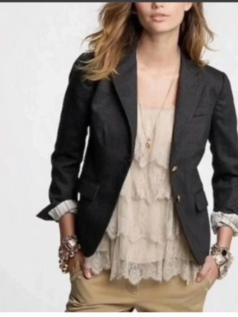 J Crew Schoolboy Blazer 6P Black Wool Gold Buttons Preppy Academia Old Money